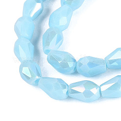 Brins de perles de verre galvanisées de couleur unie opaque&nbsp;LS-EGLA-N013-P4mm-B12