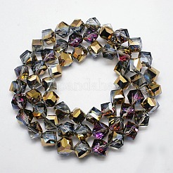 Perle mezzo cristallo placcato cubo di vetro fili&nbsp;EGLA-F023-D02