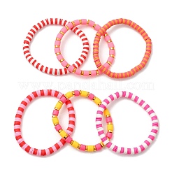 7 Stück 7 Stil Fimo Heishi Surfer Stretch Armbänder Set&nbsp;BJEW-SW00088-05