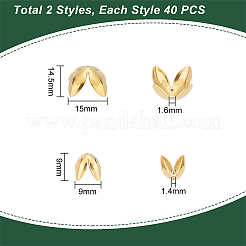 80 pièce 2 capuchons de perles en acier inoxydable 304 de style&nbsp;STAS-UN0046-20G