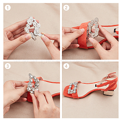 Ahademaker 4pcs 2 Stil abnehmbare Legierung Kristall Strass Schuhschnallenclips&nbsp;FIND-GA0002-15
