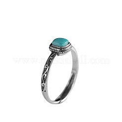 Synthetischer Türkis mit 925 Sterlingsilber-Fingerring&nbsp;RJEW-C155-03