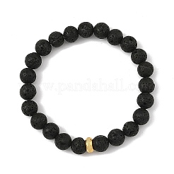 Pulseras elásticas redondas de cuentas de roca volcánica natural de 8.5 mm para mujer&nbsp;BJEW-JB14351