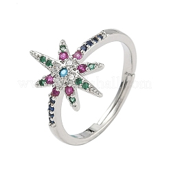 Bagues en laiton avec micro pavé de zircone cubique pour femmes&nbsp;RJEW-D322-03P