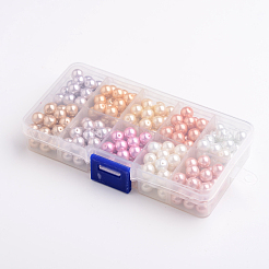 10 Farbe umweltfreundliche perlmuttfarbene runde Glasperlen&nbsp;HY-PH0004A-8mm-03