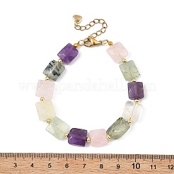 Braccialetti di perline quadrati in quarzo rosa naturale&nbsp;BJEW-JB13782