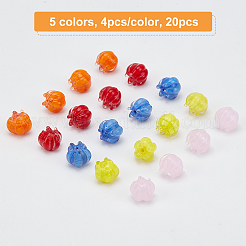 20pcs 5 Farben handgemachte Bunte Malerei-Perlen&nbsp;LAMP-OC0001-29