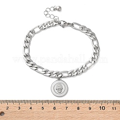 Bracelets ronds plats en acier inoxydable 304 avec breloque main de Fatima&nbsp;BJEW-A036-13P