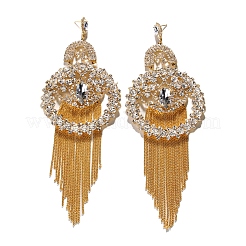 Orecchini a bottone con nappa rotonda piatta e strass di cristallo in ottone&nbsp;FS-WG48573-01