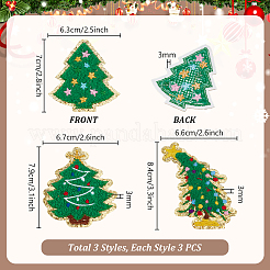 9 Stück 3 Stile Weihnachtsbaum Polyester Stickerei Aufnäher zum Aufnähen auf Stoff&nbsp;PATC-PH0001-42