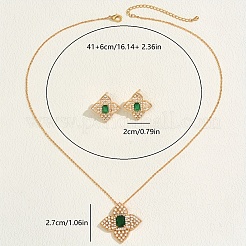 Elegante Vintage-Sets aus Messing mit Blumen-Ohrsteckern und Halsketten mit Anhänger für Damen&nbsp;FD2708