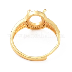 Componenti dell'anello regolabile con placcatura in ottone ovale micro pavè di zirconi cubici&nbsp;KK-Q819-06G