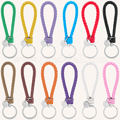 12 Stück 12 Farben Schlüsselanhänger aus Strickpu-Leder&nbsp;KEYC-CL0001-21