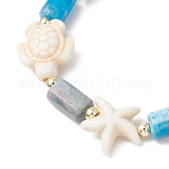 4 pulsera elástica de cuentas de turquesa sintética&nbsp;BJEW-JB11995