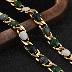 Flache runde Panzerkettenarmbänder aus Messing mit Emaille für Damen&nbsp;BJEW-B125-05G
