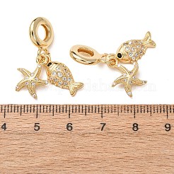 Anhänger aus ozeanmessingfarbenem Mikropavé mit klaren Zirkonia im europäischen Stil&nbsp;KK-H278-03G-07