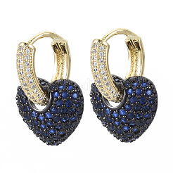 Orecchini a cerchio huggie pendenti con micro pavé di zirconi in ottone&nbsp;KK-R137-017A-NF