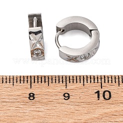 Pendientes de aro de acero inoxidable 304 con efecto pulido de circonitas cúbicas.&nbsp;EJEW-M001-25P