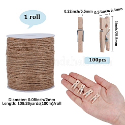 100 pieza de pinzas de madera natural para manualidades&nbsp;AJEW-SP0003-48B