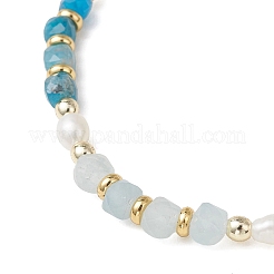 Stretcharmbänder mit Würfelperlen aus natürlichem Aquamarin und natürlichem Apatit für Damen&nbsp;BJEW-JB13390-02