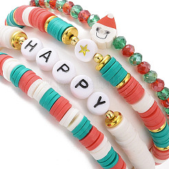 4pcs 4 style argile polymère heishi surfeur bracelets extensibles ensemble&nbsp;BJEW-TA00261