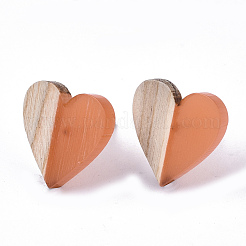 Boucles d'oreilles en résine et bois transparentes&nbsp;LS-EJEW-N017-002A-D04