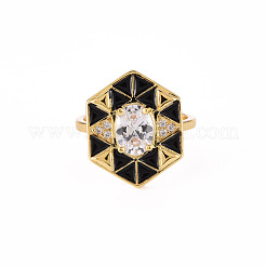 Messing Micro Pave klare Manschettenringe aus Zirkonia&nbsp;RJEW-S045-084E-NR