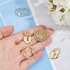 4 Stück 2 Stile Messing Micro Pave klare Zirkonia Schraubkarabiner Verschluss Charms&nbsp;ZIRC-HS0001-17