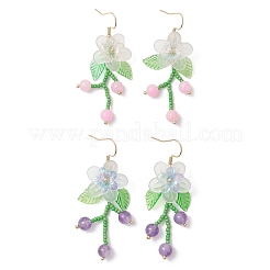 Orecchini pendenti con perle di semi di vetro fiore&nbsp;EJEW-MZ00663