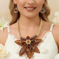 Conjunto de joyas llamativas de aluminio y resina con forma de flor&nbsp;WGDD658-02