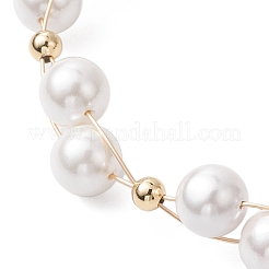 Bracciale a maglie avvolte in filo di rame con perle rotonde da 8 mm per donna&nbsp;BJEW-JB10316