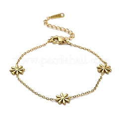 Bracelets à maillons floraux en acier inoxydable 304&nbsp;BJEW-Q040-06G