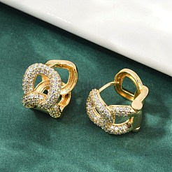 Boucles d'oreilles pendantes en laiton et zircone cubique transparente&nbsp;EJEW-Q016-04G