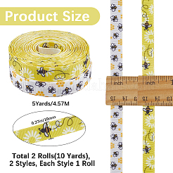 2 Rolle 2 Arten von Polyester-Ripsbändern mit Bienen-Aufdruck&nbsp;SRIB-CY0001-10
