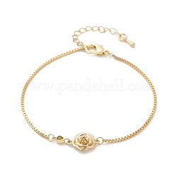 Braccialetti in ottone con micro pavé di zirconi cubici e maglie a forma di fiore per il compleanno&nbsp;BJEW-U031-01G-08