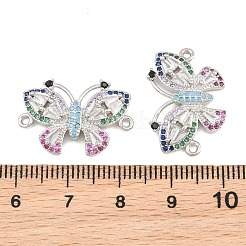 Breloques de connecteur en laiton micro pavé de zircone cubique colorée&nbsp;CU-CBA908F-04P-05