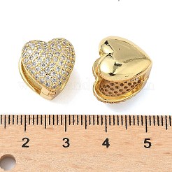 Aretes de aro de circonita cúbica transparente con micro pavé de latón con corazón&nbsp;EJEW-A132-15G