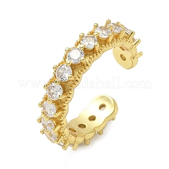 Offene Manschettenringe aus Messing mit Mikropavé und Zirkonia für Damen&nbsp;RJEW-C163-07G