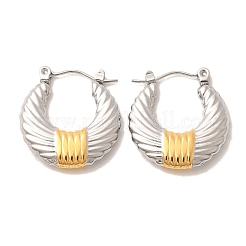Pendientes de aro de dos tonos de acero inoxidable 304&nbsp;EJEW-F355-03GP-02