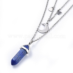 Natürliche Lapislazuli Kugel Anhänger gestufte Halsketten&nbsp;NJEW-JN02414-03