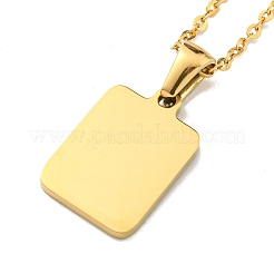 Collier pendentif rectangulaire en acier inoxydable 304 avec lettre initiale plaquée ionique (IP)&nbsp;NJEW-R265-04G-D