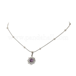 Colliers avec pendentif soleil en pierre naturelle mélangée&nbsp;NJEW-JN06501