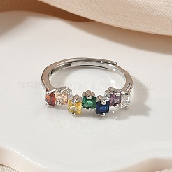 Einstellbare messing micro pave zirkonia fingerringe&nbsp;RJEW-C163-26A-P