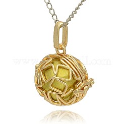 Colgantes de jaula redonda de bronce dorado&nbsp;KK-J231-02G