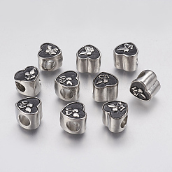 304 Edelstahl Emaille Europäische Perlen&nbsp;STAS-J022-096AS