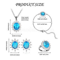 Collana con pendente ovale in zirconi cubici e bracciale a maglie e anello polsino e orecchini a bottone&nbsp;SJEW-SZC0001-01D