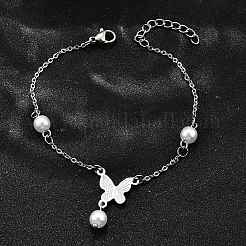 Bracciali a maglie a farfalla in acciaio inossidabile 304&nbsp;BJEW-C098-01A-P