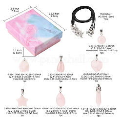 DIY-Sets zur Herstellung natürlicher Rosenquarzanhänger und gewachster Kordelketten&nbsp;DIY-FS0008-74
