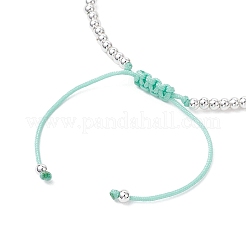 Bracelets tressés en perles rondes en laiton pour femmes&nbsp;BJEW-JB11718-02