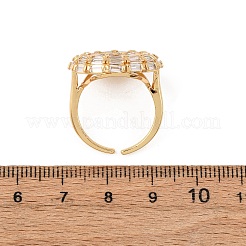 Verstellbare Manschettenringe aus Messing mit Mikropflaster und Zirkonia für Damen&nbsp;RJEW-B139-05G